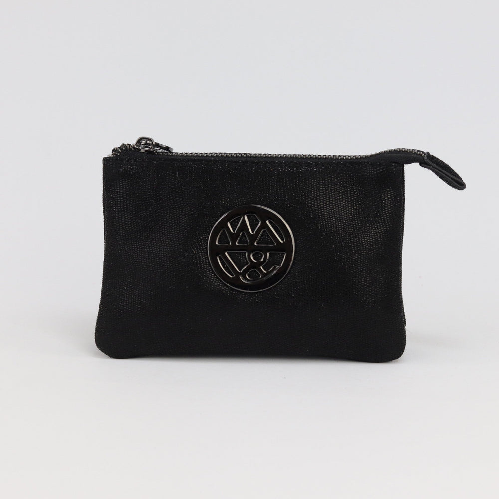 Willow & Zac Harmony pebbled leather or printed suede pouch black cosmos BLACK HARDWARE