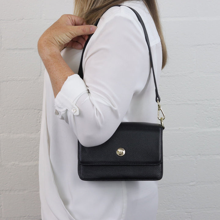 Willow & Zac Lily leather crossbody shoulder bag black