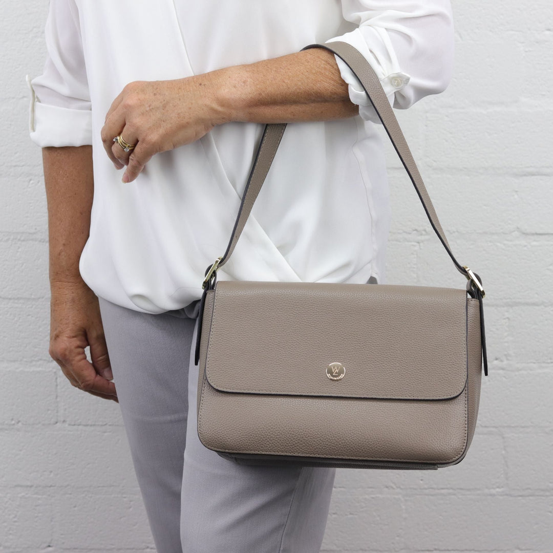 Willow & Zac Louise leather shoulder bag DISCONTINUED fog