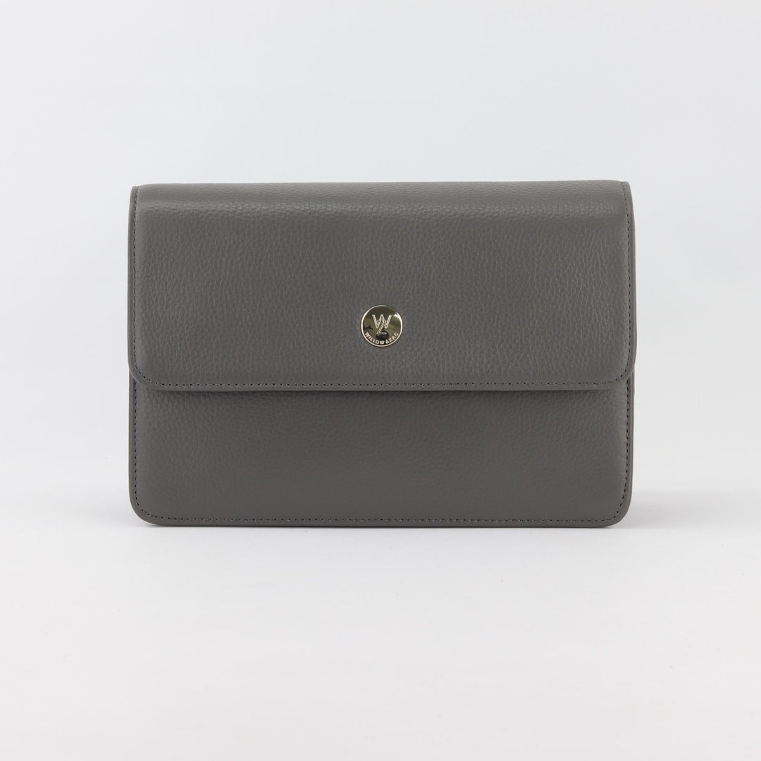 Willow & Zac Simone leather crossbody bag dark grey front view #colour_dark-grey