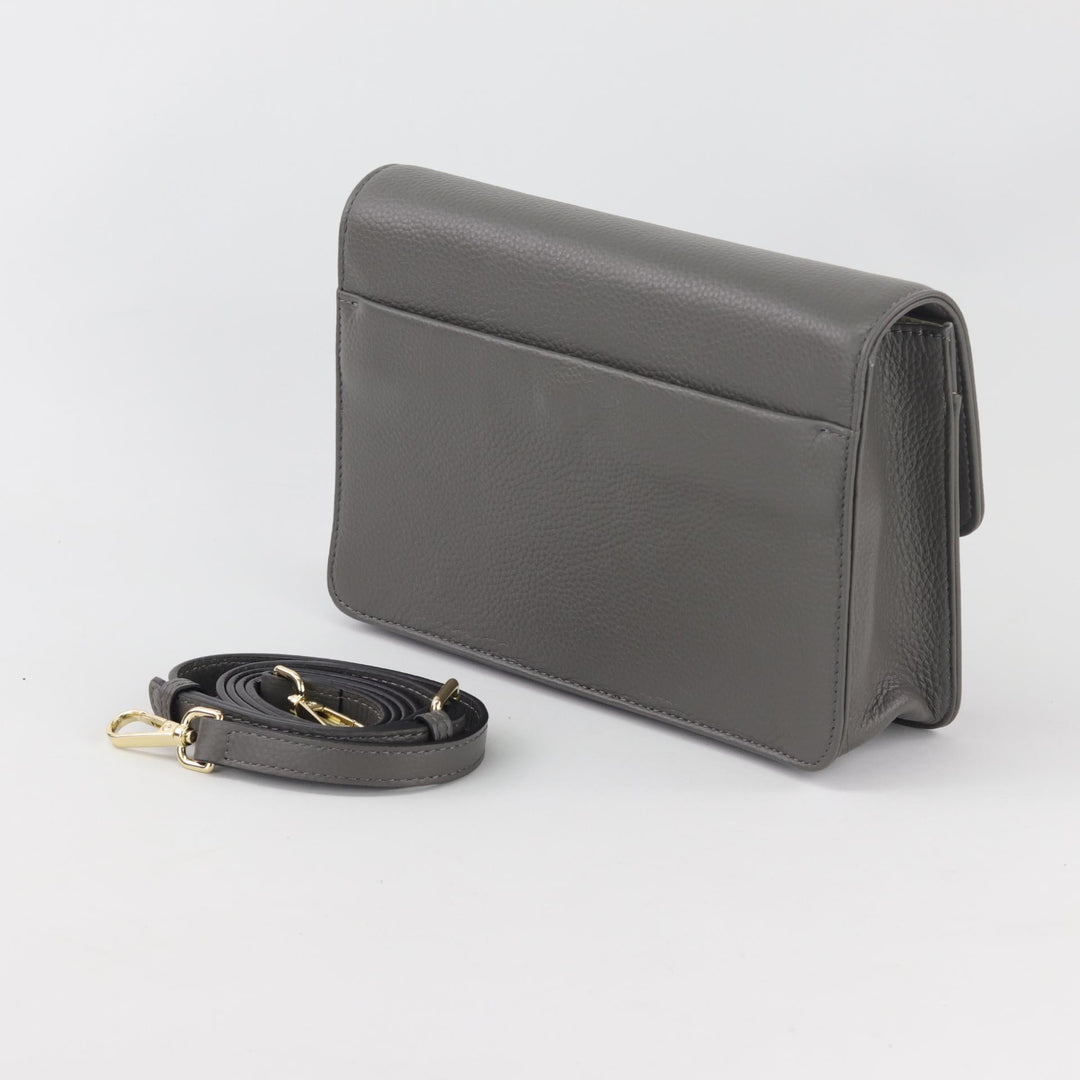 Willow & Zac Simone leather crossbody bag dark grey back view #colour_dark-grey