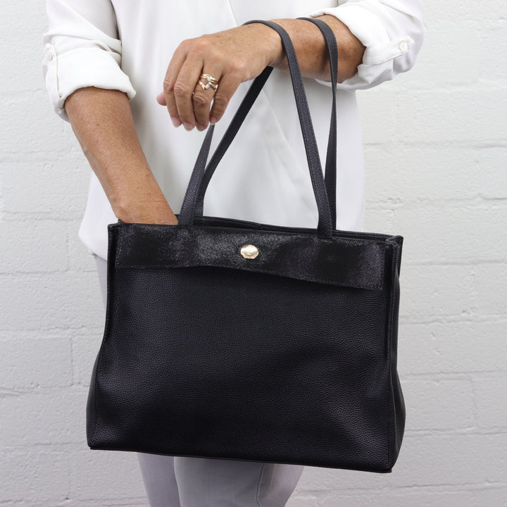 Willow & Zac Eleanor leather tote Black with black cosmos
