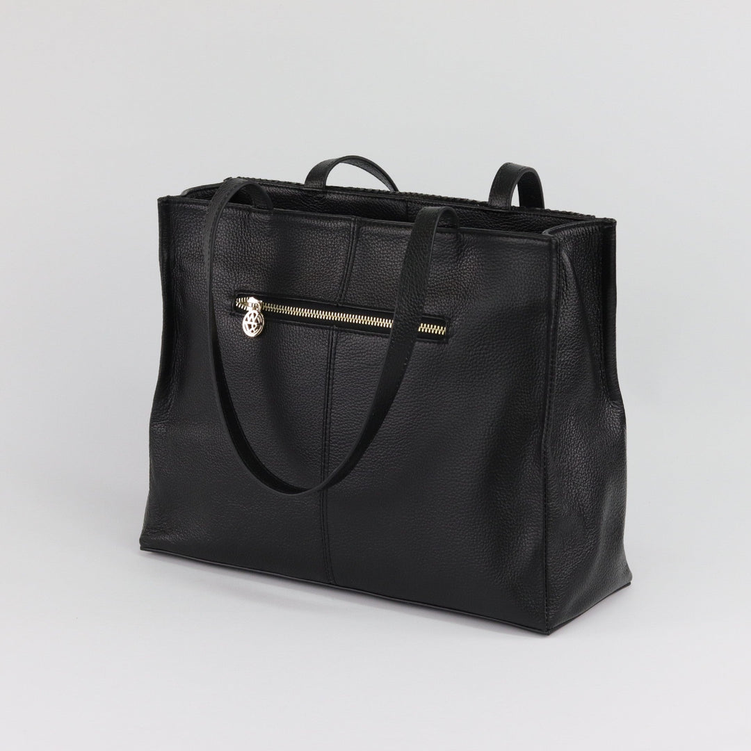 Willow & Zac Eleanor leather tote Black with black cosmos