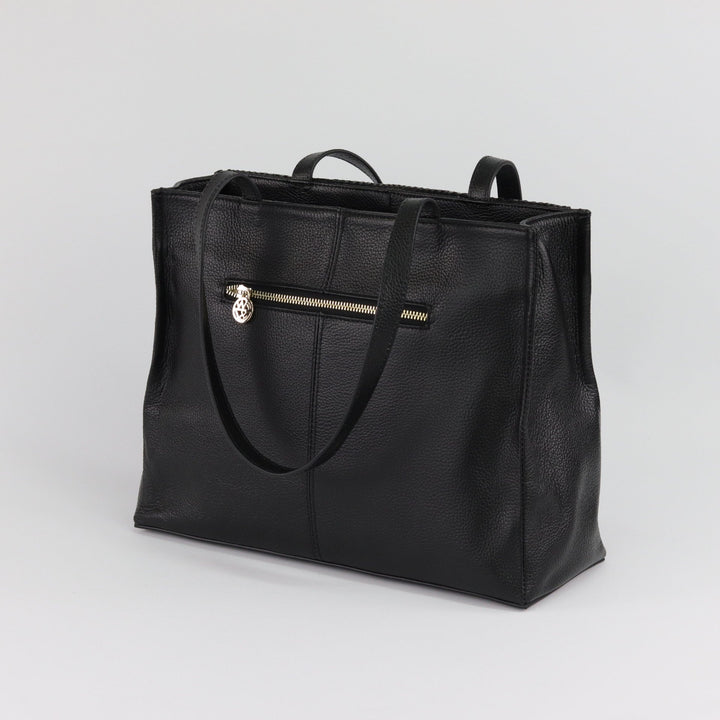 Willow & Zac Eleanor leather tote Black with black cosmos