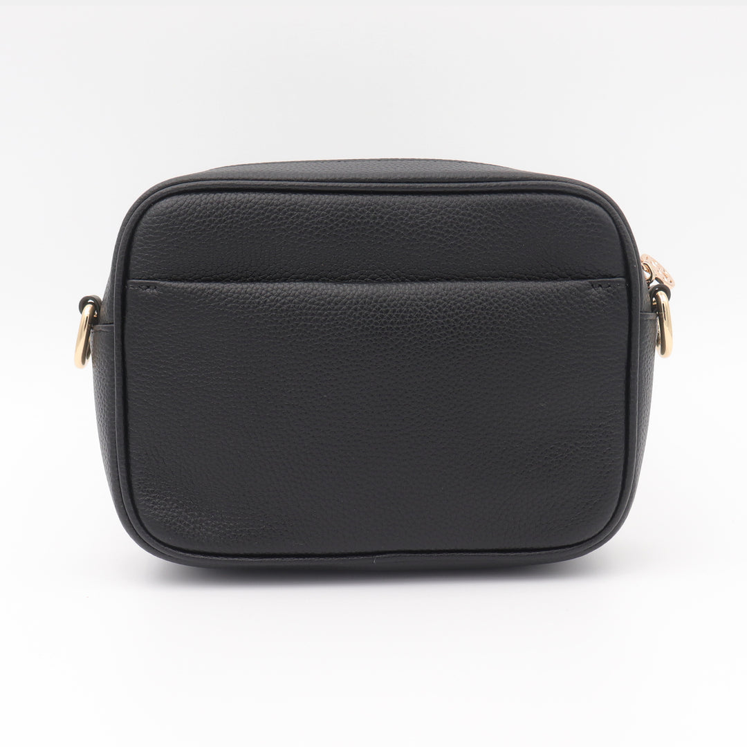 Bree Pebbled Leather Camera Crossbody Bag - Black