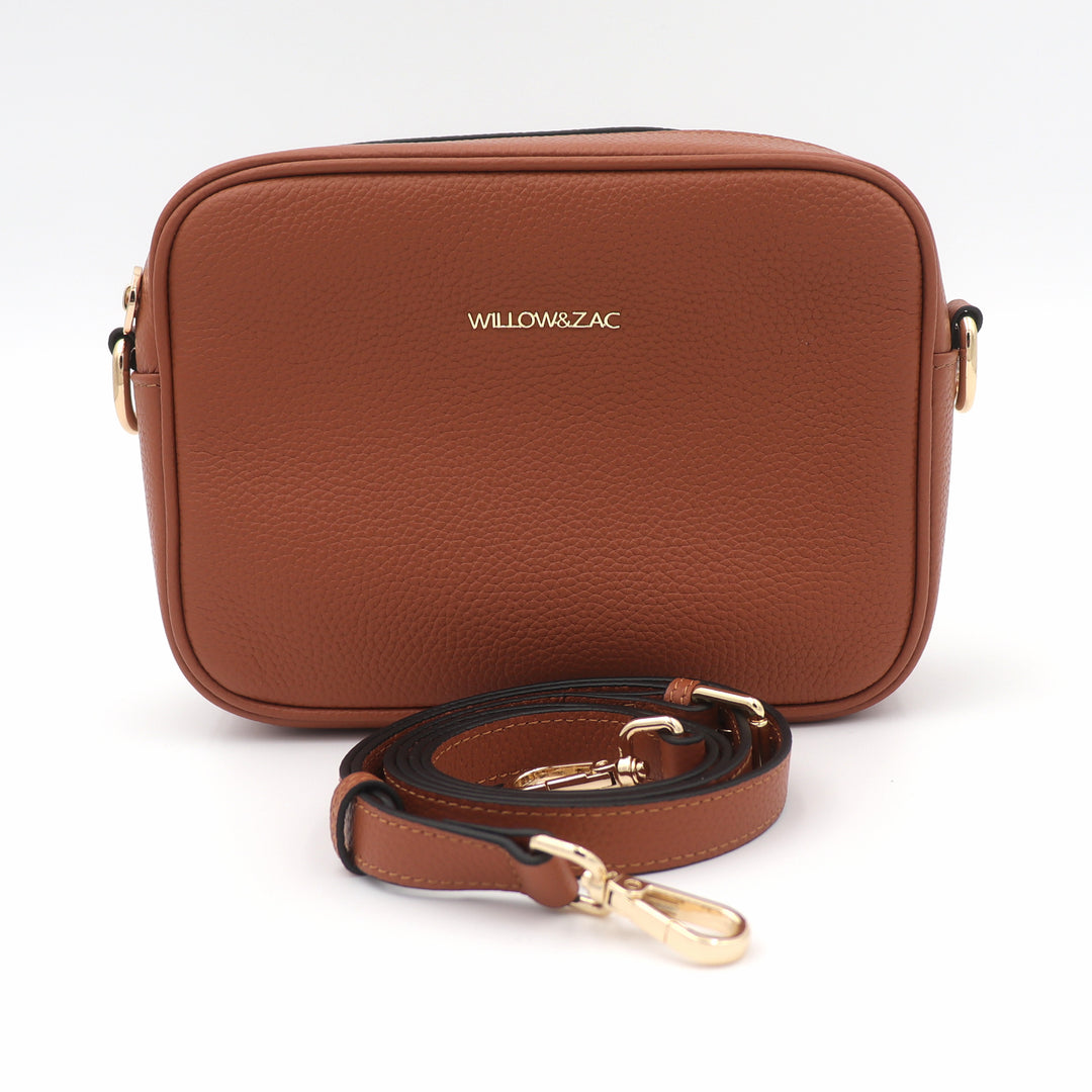 Bree Pebbled Leather Camera Crossbody Bag - Spice