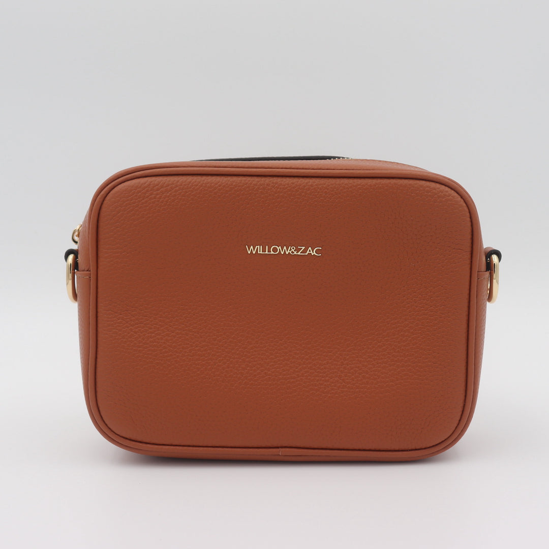 Bree Pebbled Leather Camera Crossbody Bag - Spice