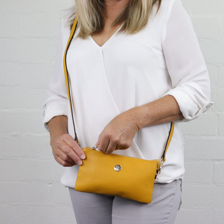 Evie pebbled leather clutch crossbody