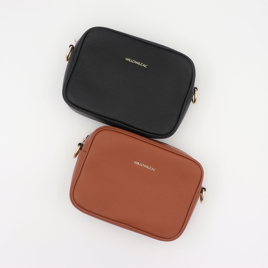 Bree Pebbled Leather Camera Crossbody Bag - Spice