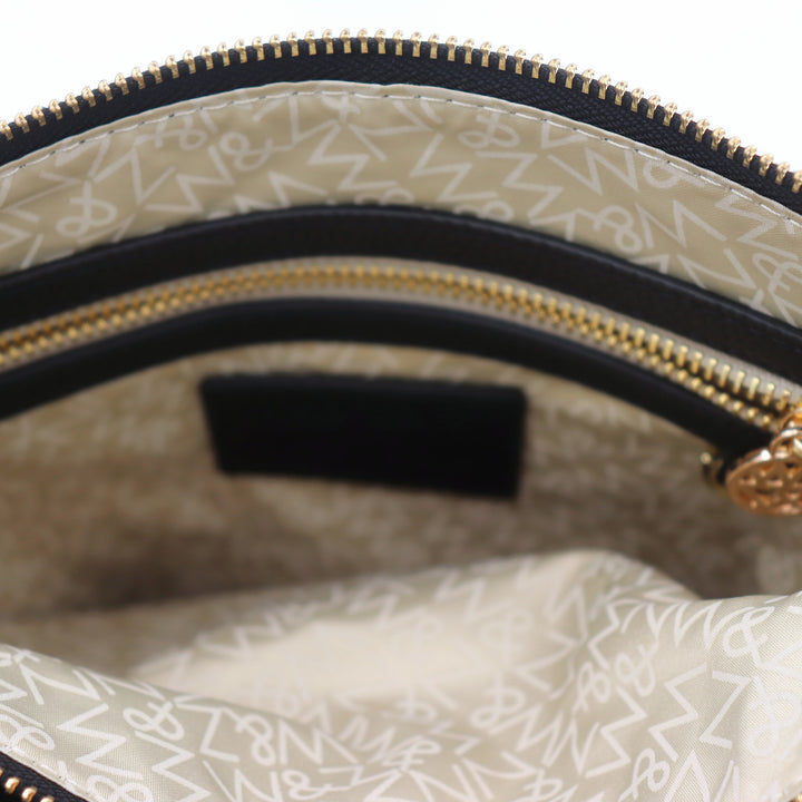 Ivy Pebbled Leather Crossbody Messenger Bag - Black