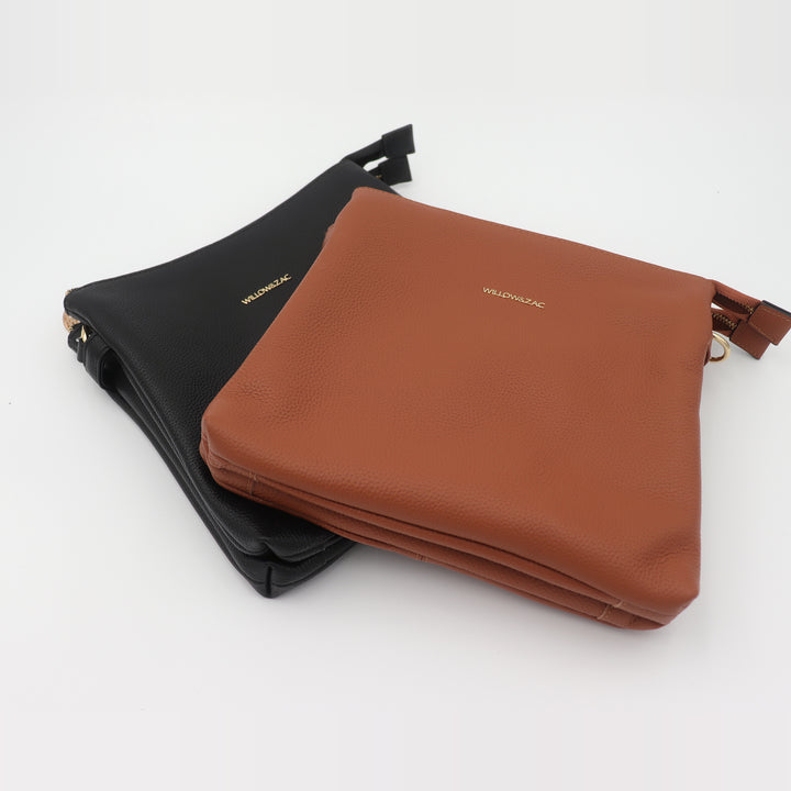 Ivy Pebbled Leather Crossbody Messenger Bag - Spice