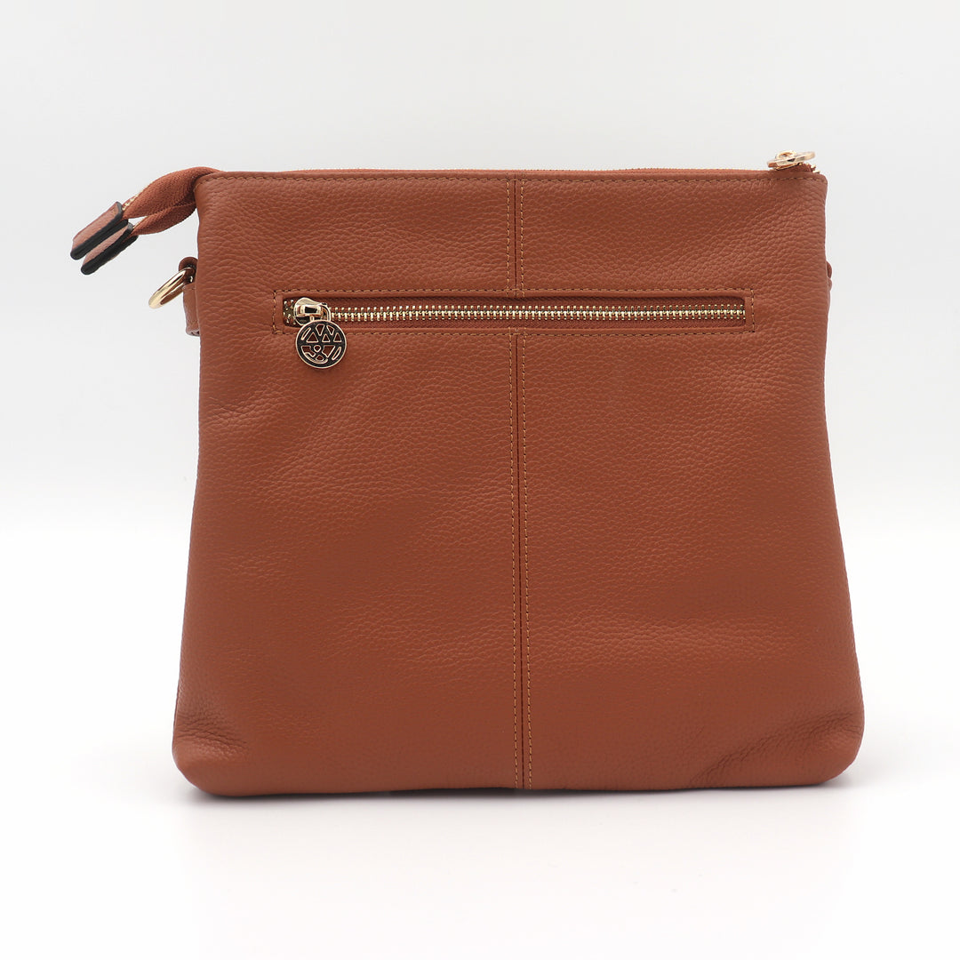 Ivy Pebbled Leather Crossbody Messenger Bag - Spice
