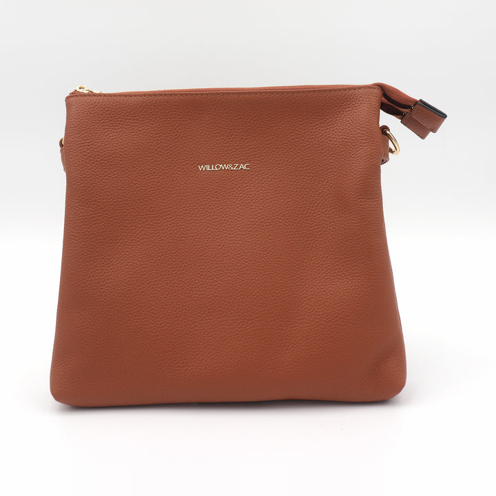 Ivy Pebbled Leather Crossbody Messenger Bag - Spice