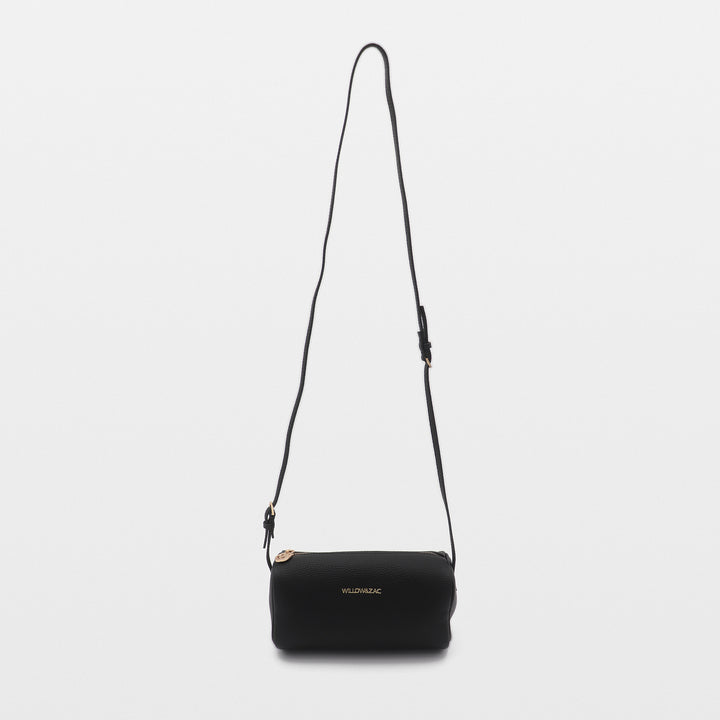 Mia Pebbled Leather Mini Barrel Bag - Black