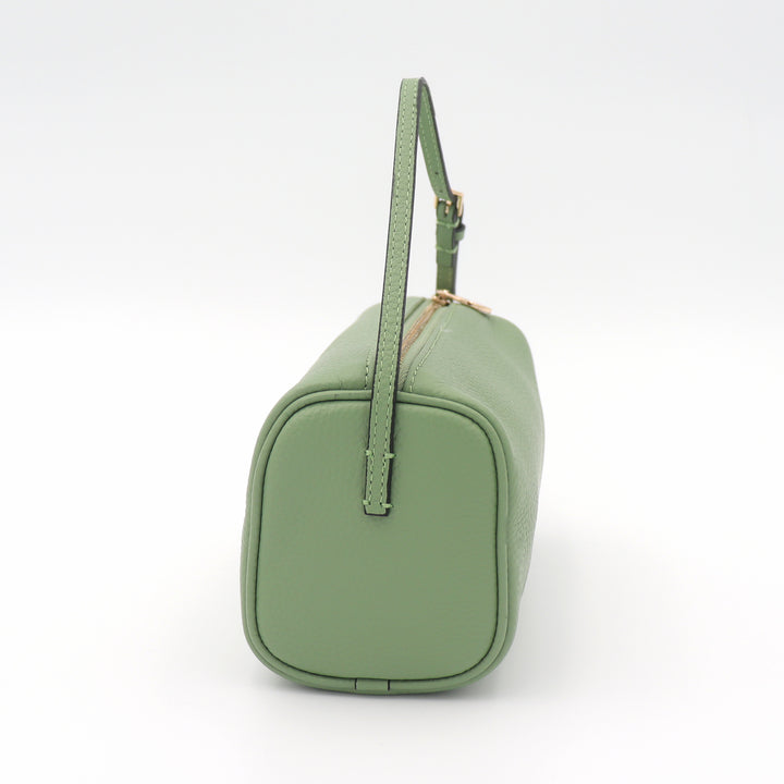 Mia Pebbled Leather Mini Barrel Bag - Sage