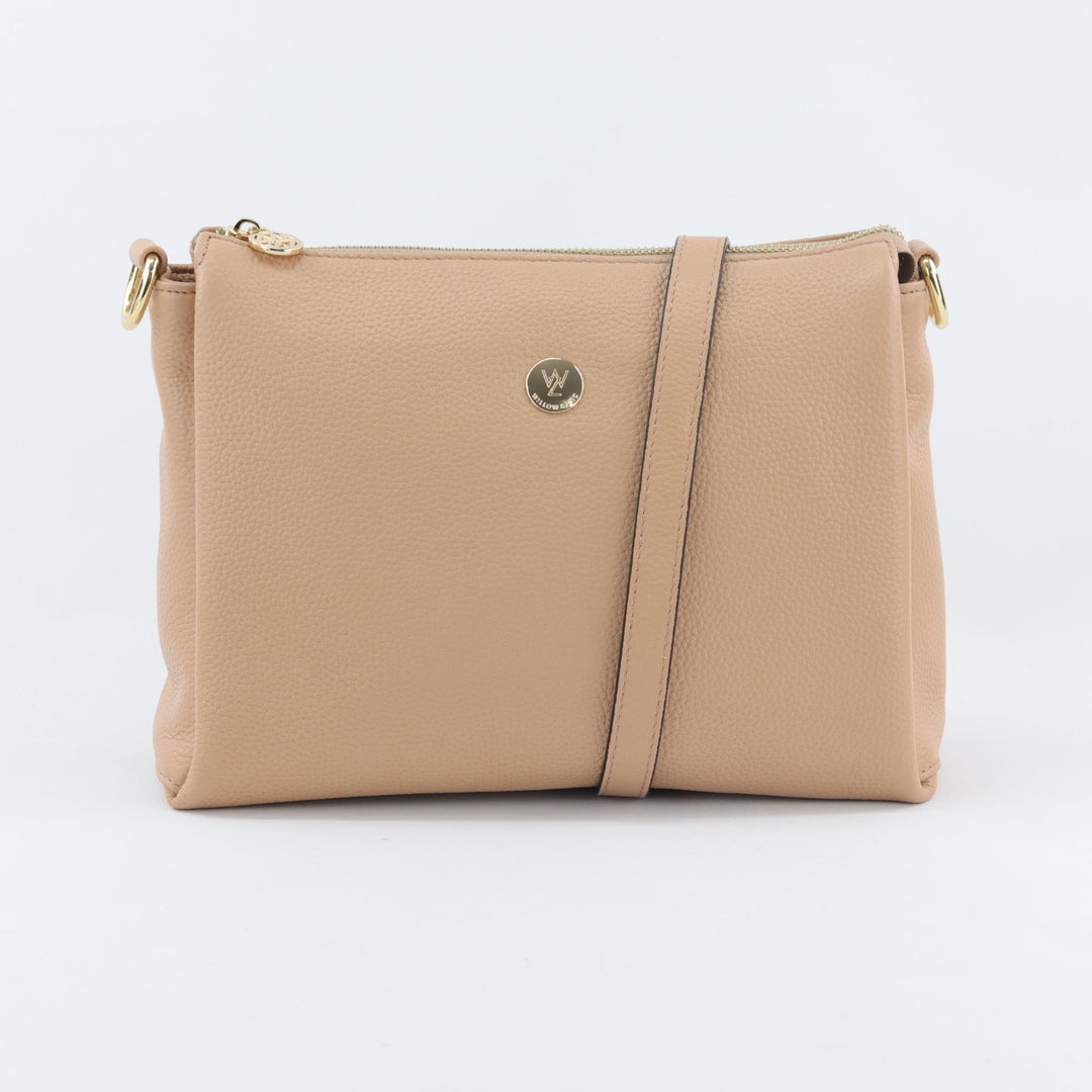 blush nude coloured handbag wiht wide base and zip closure from australian small business#colour_sandstone