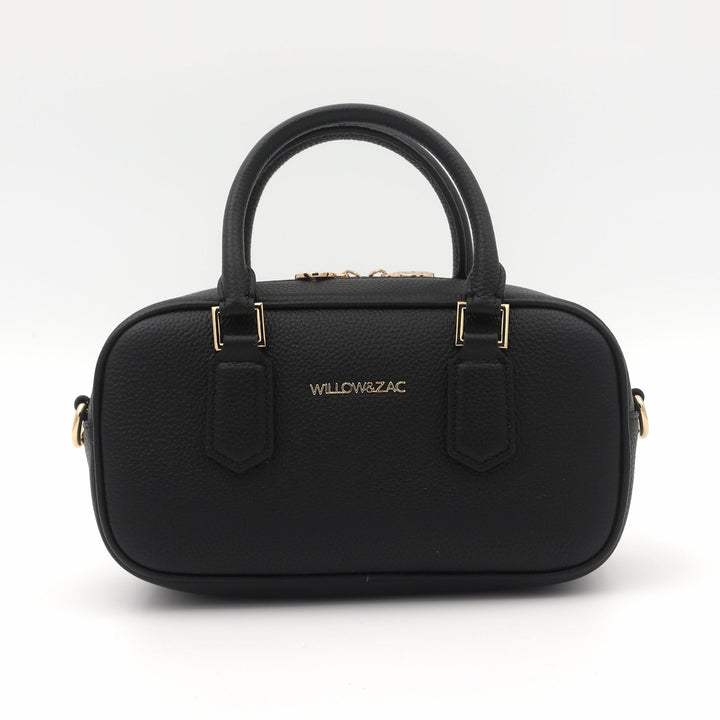 Willow &amp; Zac Elara Pebbled Leather Small Bowler Crossbody Bag - Black