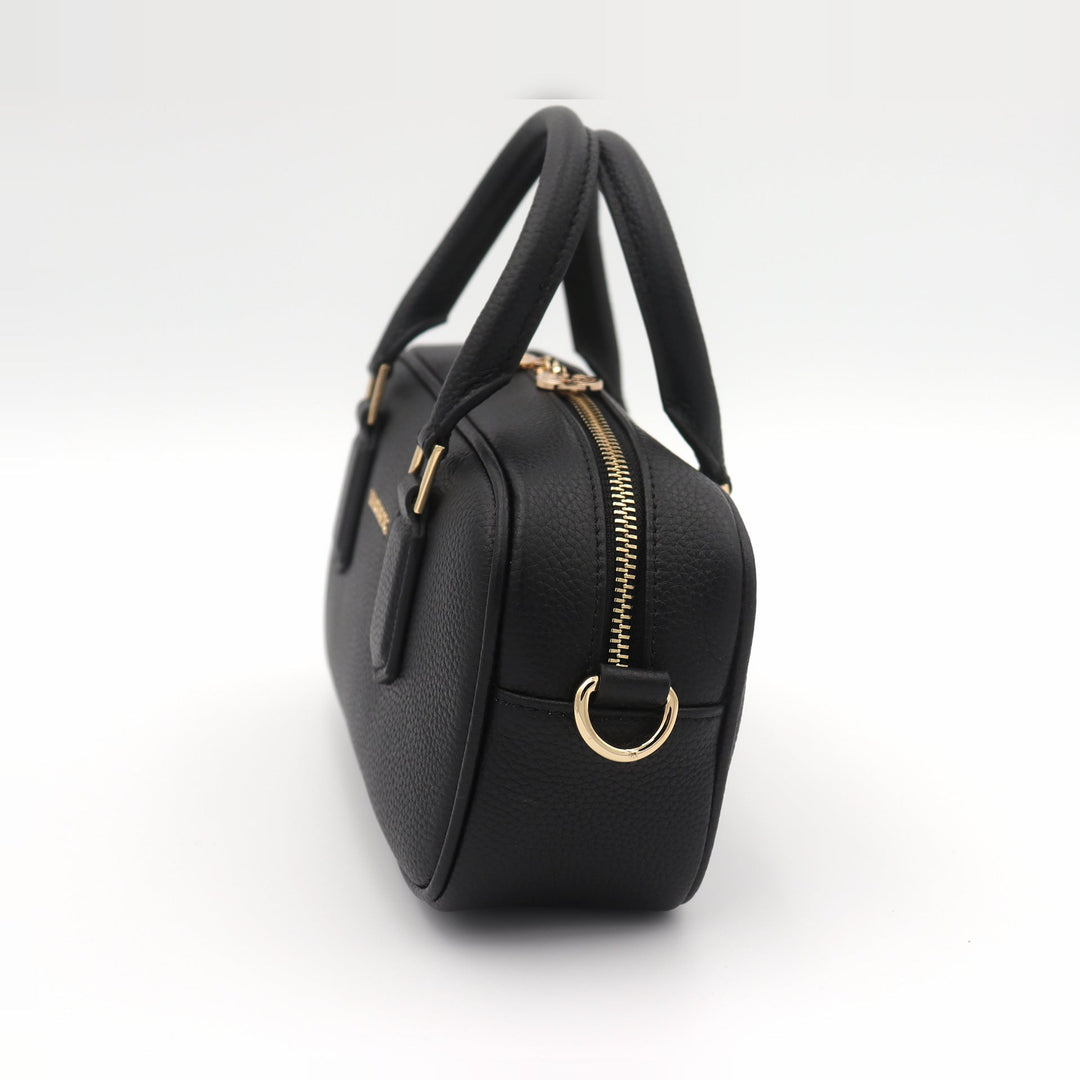Willow &amp; Zac Elara Pebbled Leather Small Bowler Crossbody Bag - Black