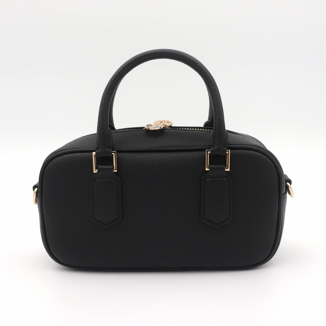 Willow &amp; Zac Elara Pebbled Leather Small Bowler Crossbody Bag - Black