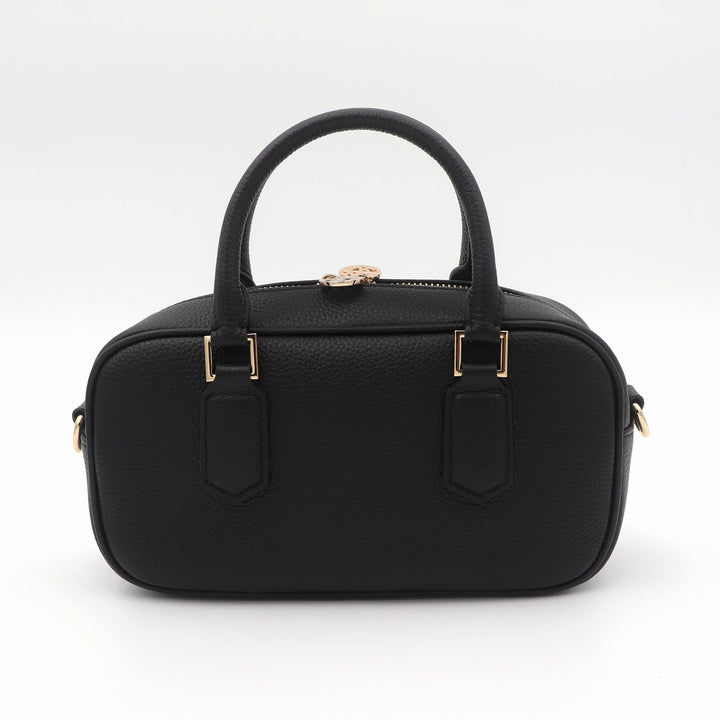 Willow &amp; Zac Elara Pebbled Leather Small Bowler Crossbody Bag - Black