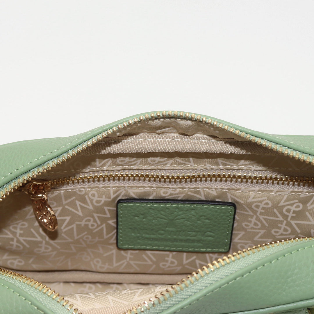 Willow &amp; Zac Elara Pebbled Leather Small Bowler Crossbody Bag - Sage