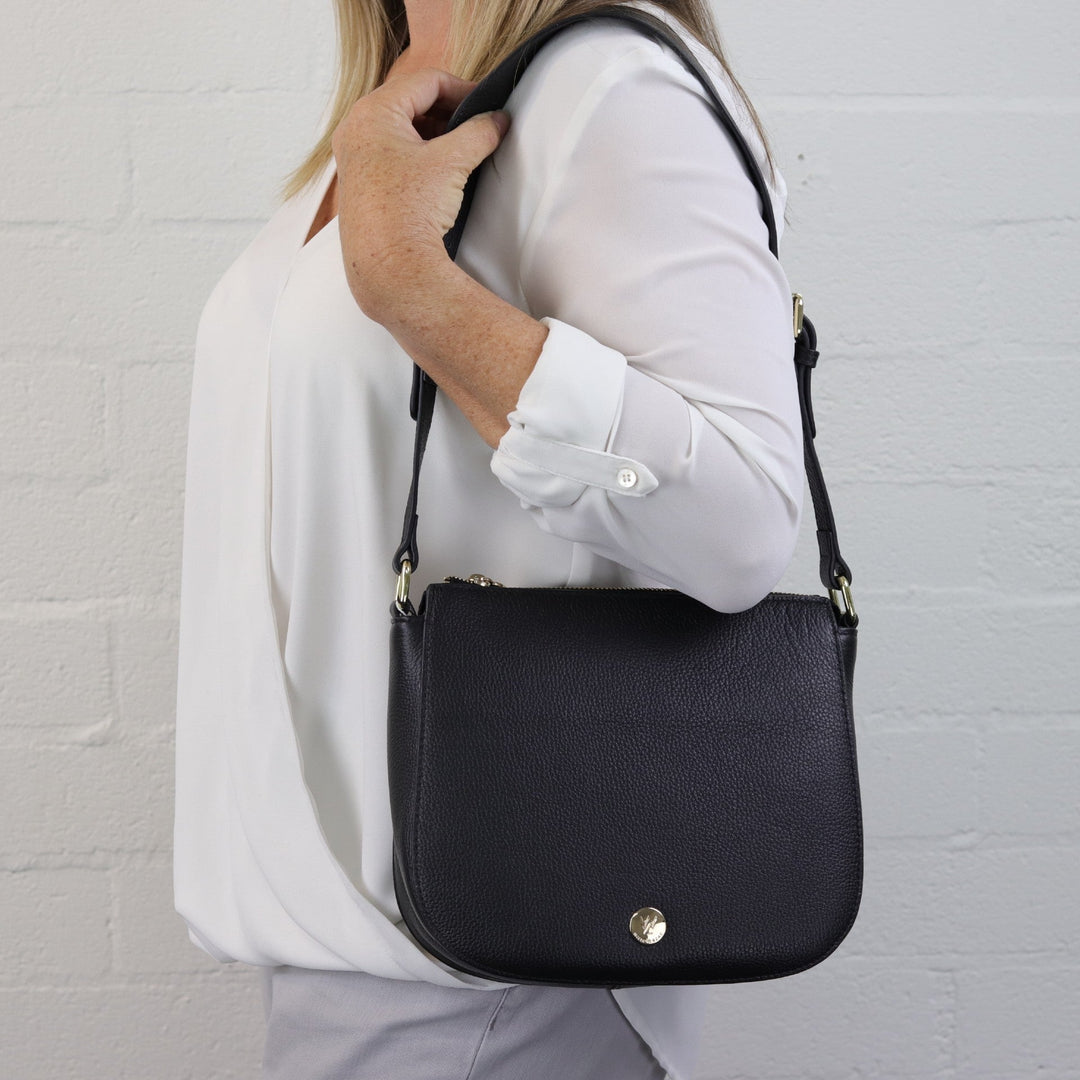 Willow & Zac Ingrid pebbled leather shoulder bag black