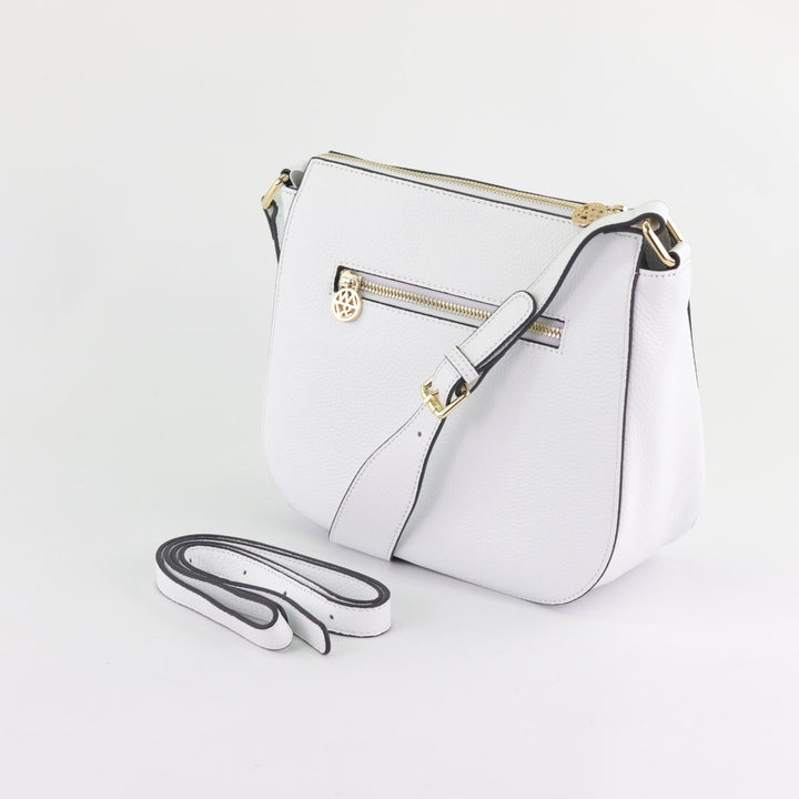 Willow & Zac Ingrid pebbled leather shoulder bag brilliant white