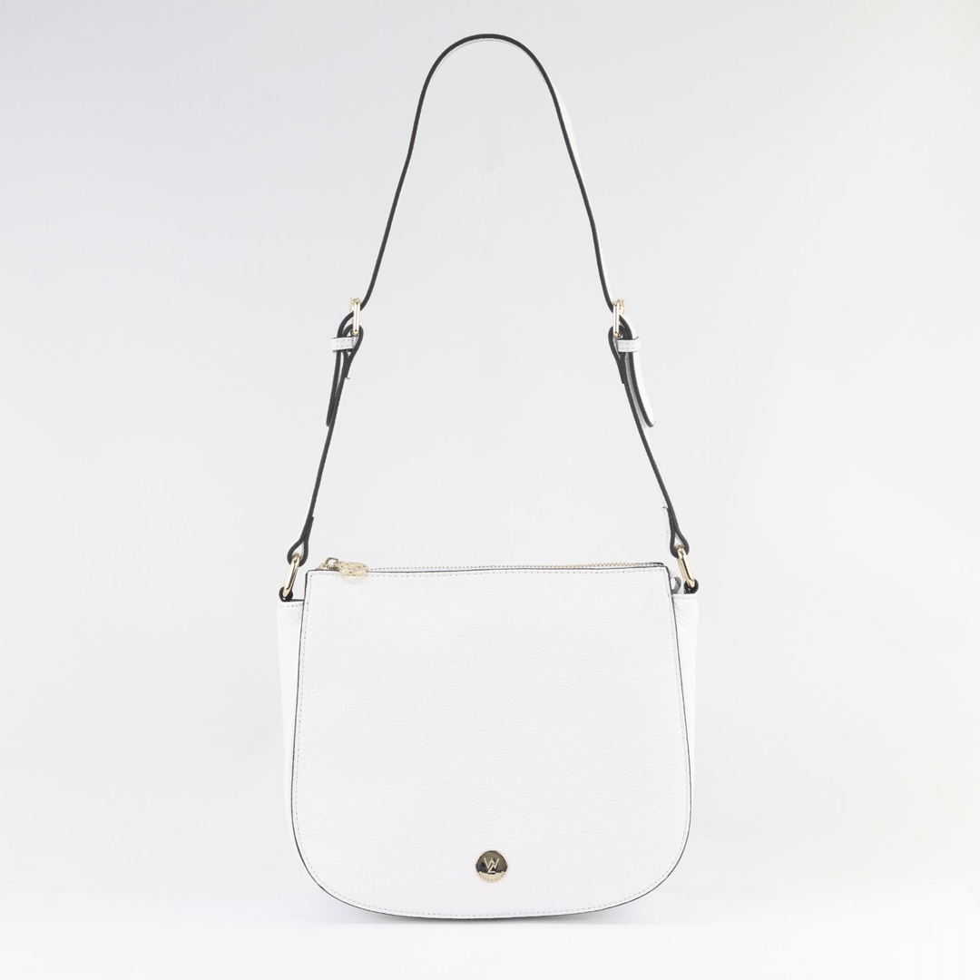 Willow & Zac Ingrid pebbled leather shoulder bag brilliant white