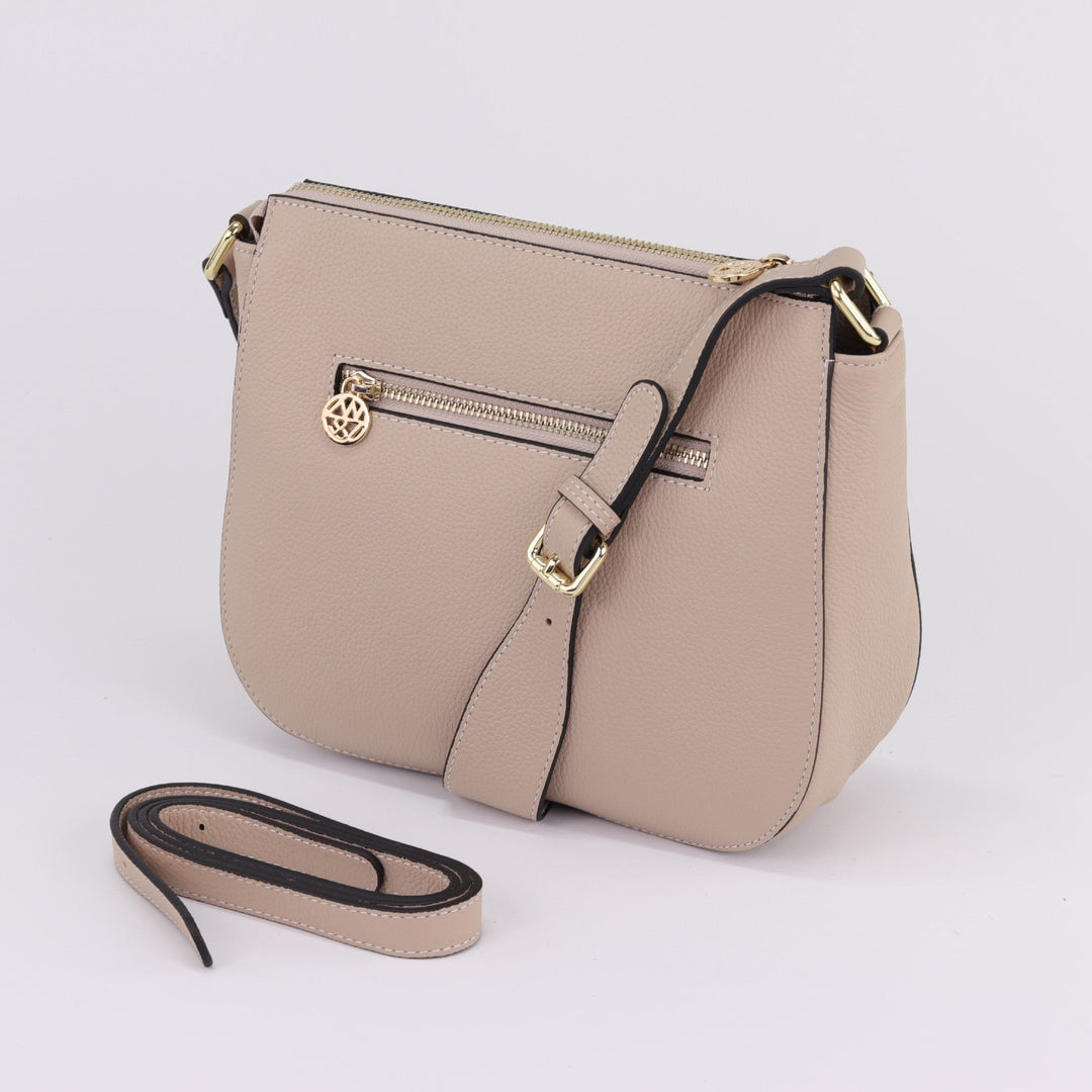 Willow & Zac Ingrid pebbled leather shoulder bag nude