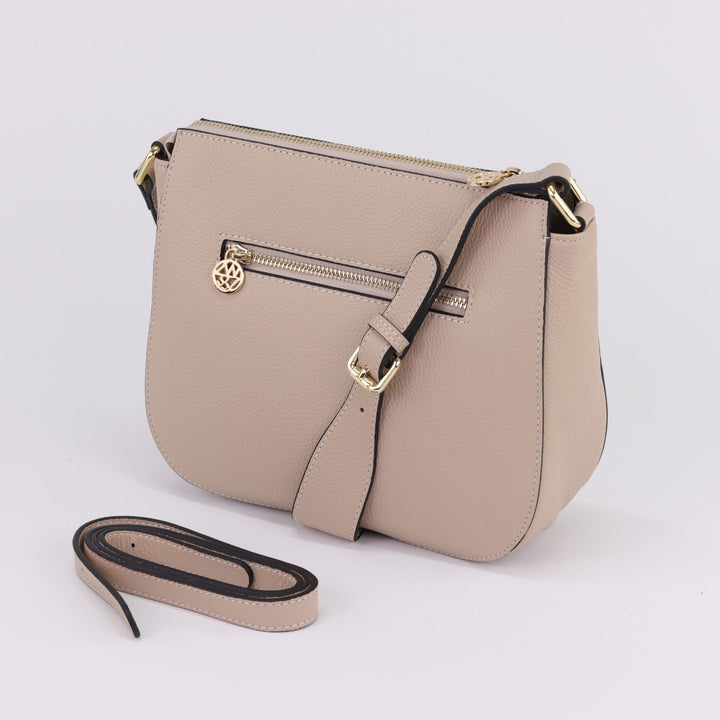 Willow & Zac Ingrid pebbled leather shoulder bag nude