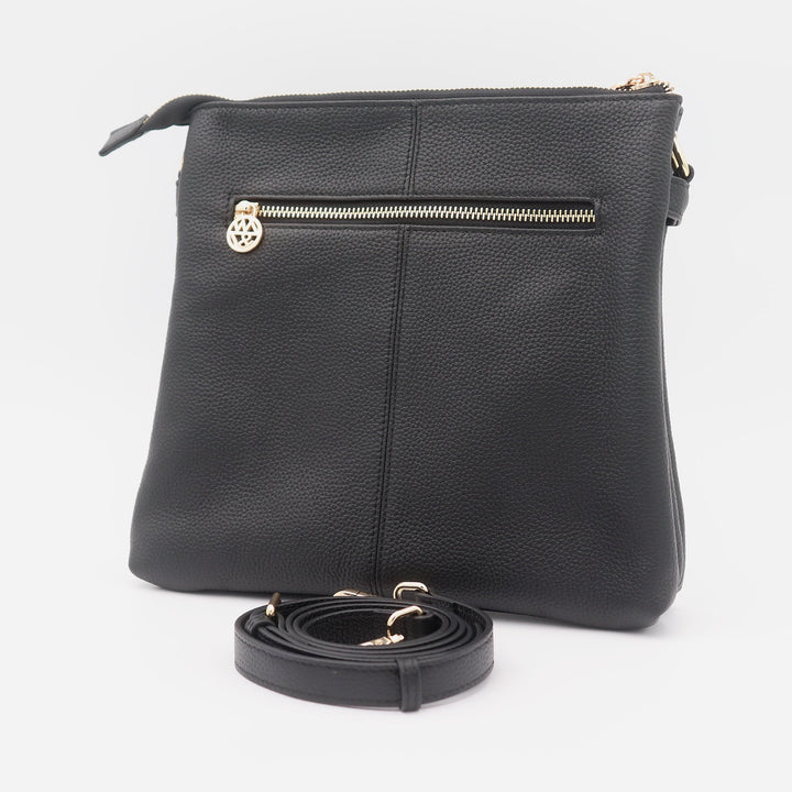 Willow &amp; Zac Ivy Pebbled Leather Crossbody Messenger Bag - Black
