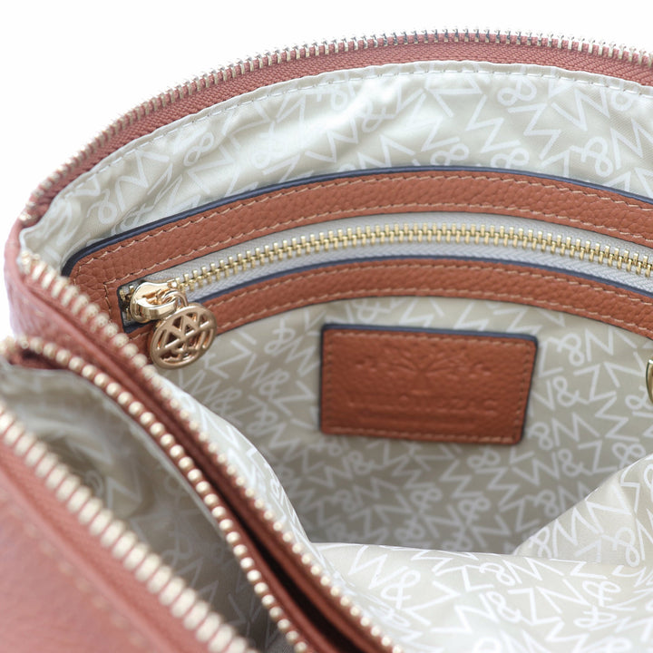 Willow &amp; Zac Ivy Pebbled Leather Crossbody Messenger Bag - Spice
