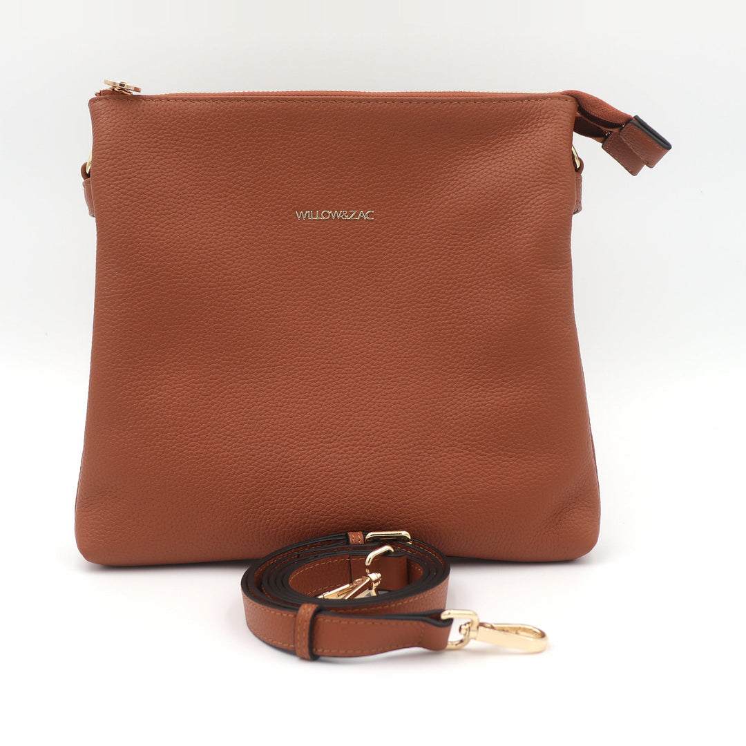 Willow &amp; Zac Ivy Pebbled Leather Crossbody Messenger Bag - Spice