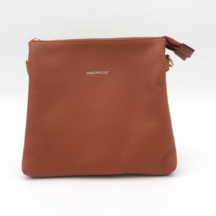 Willow &amp; Zac Ivy Pebbled Leather Crossbody Messenger Bag - Spice