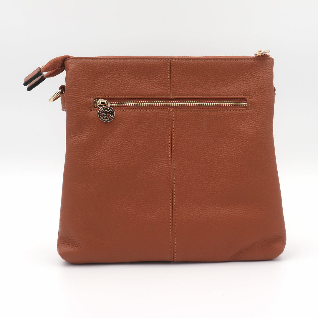 Willow &amp; Zac Ivy Pebbled Leather Crossbody Messenger Bag - Spice