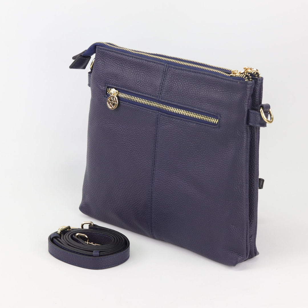 Willow & Zac Jacqui leather or suede crossbody navy