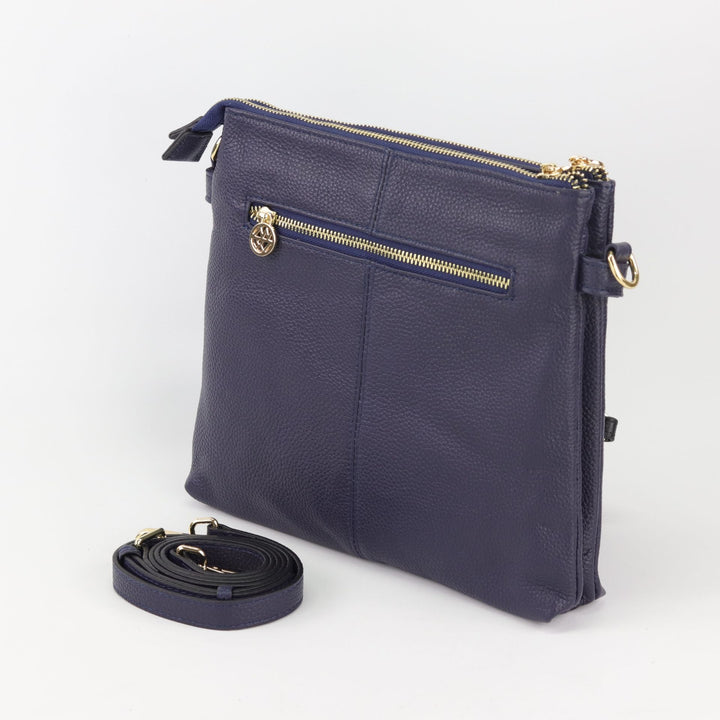 Willow & Zac Jacqui leather or suede crossbody navy