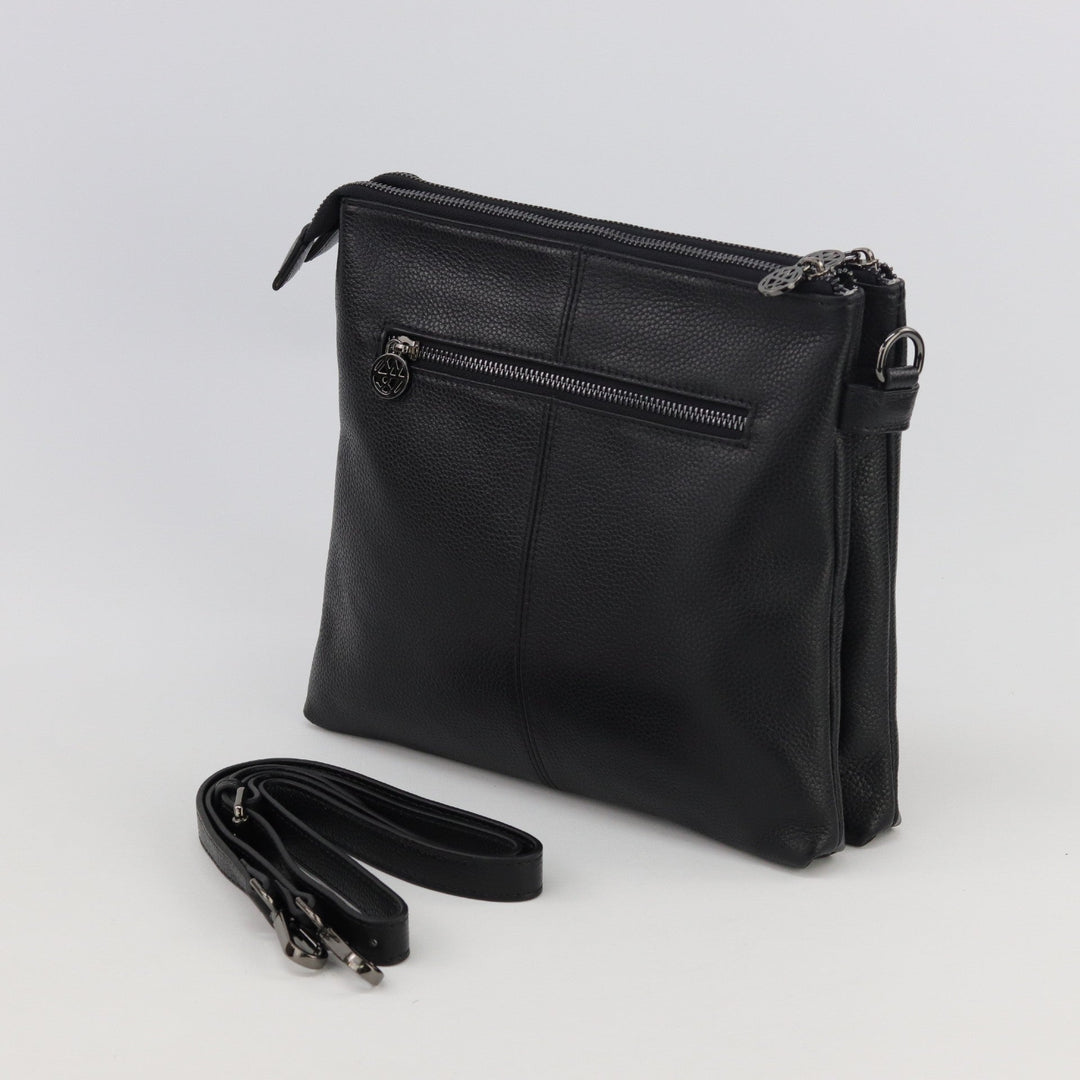 Willow & Zac Jacqui leather or suede crossbody black BLACK HARDWARE