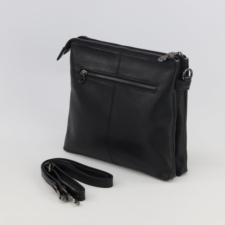 Willow & Zac Jacqui leather or suede crossbody black BLACK HARDWARE