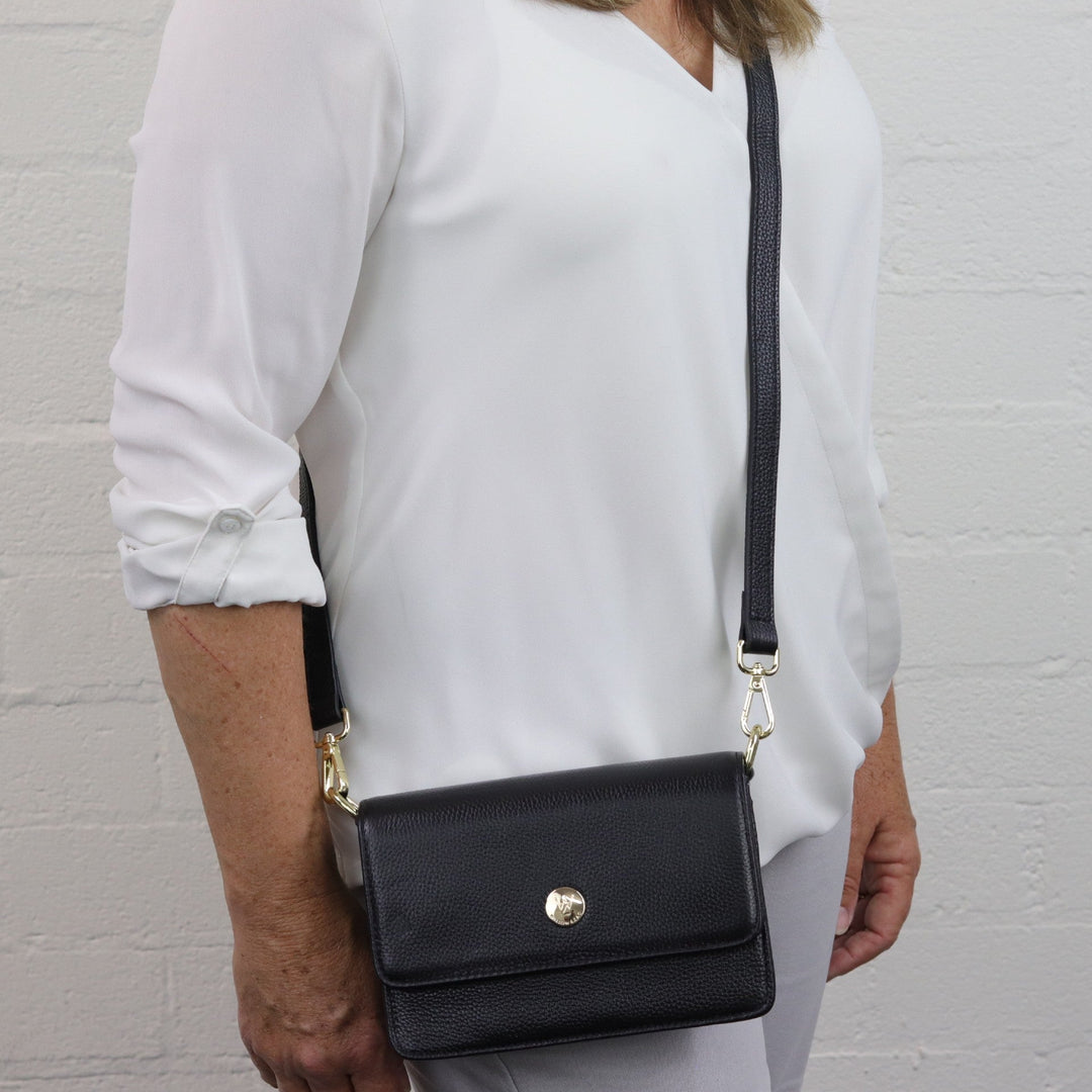 Willow & Zac Lily leather crossbody shoulder bag black