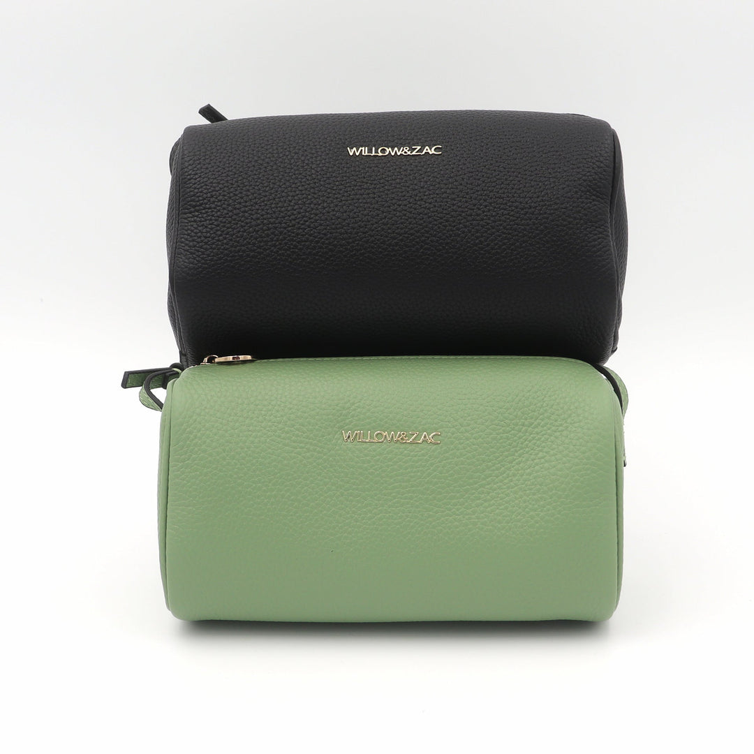 Willow &amp; Zac Mia Pebbled Leather Mini Barrel Bag - Black