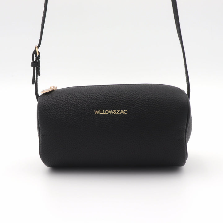 Willow &amp; Zac Mia Pebbled Leather Mini Barrel Bag - Black