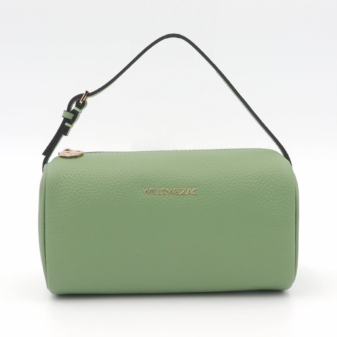 Willow & Zac Mia Pebbled Leather Mini Barrel Bag - Sage
