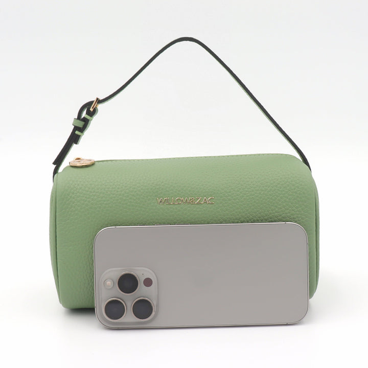 Willow &amp; Zac Mia Pebbled Leather Mini Barrel Bag - Sage