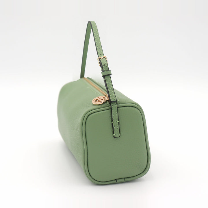 Willow &amp; Zac Mia Pebbled Leather Mini Barrel Bag - Sage