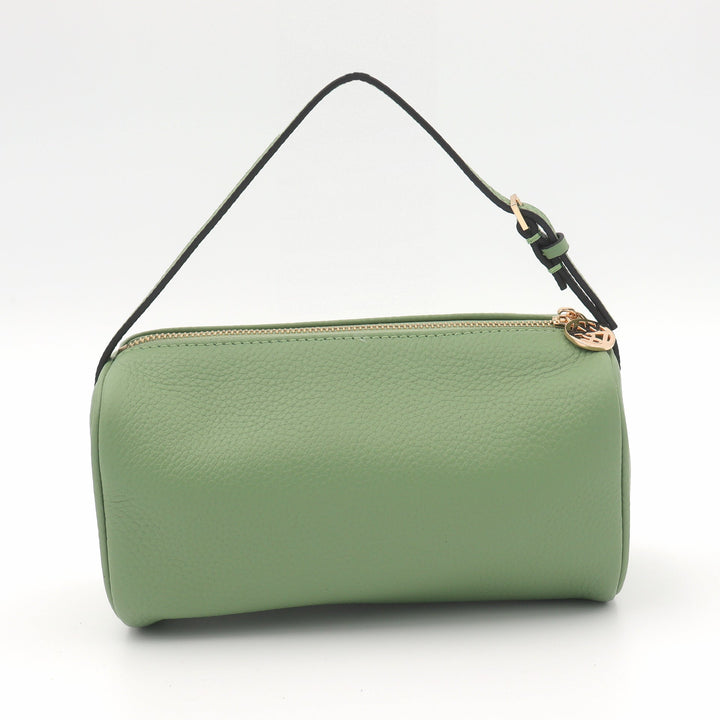 Willow &amp; Zac Mia Pebbled Leather Mini Barrel Bag - Sage