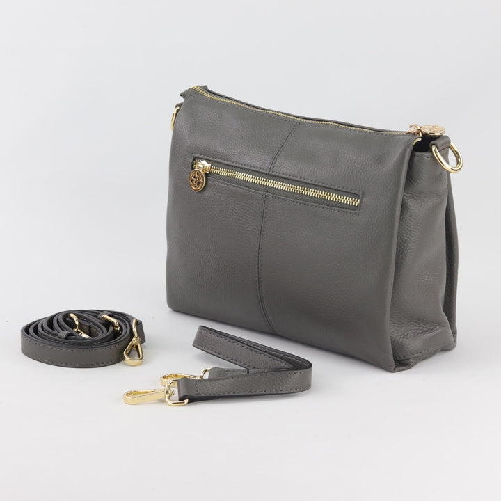 Willow & Zac Nina leather shoulder bag dark grey
