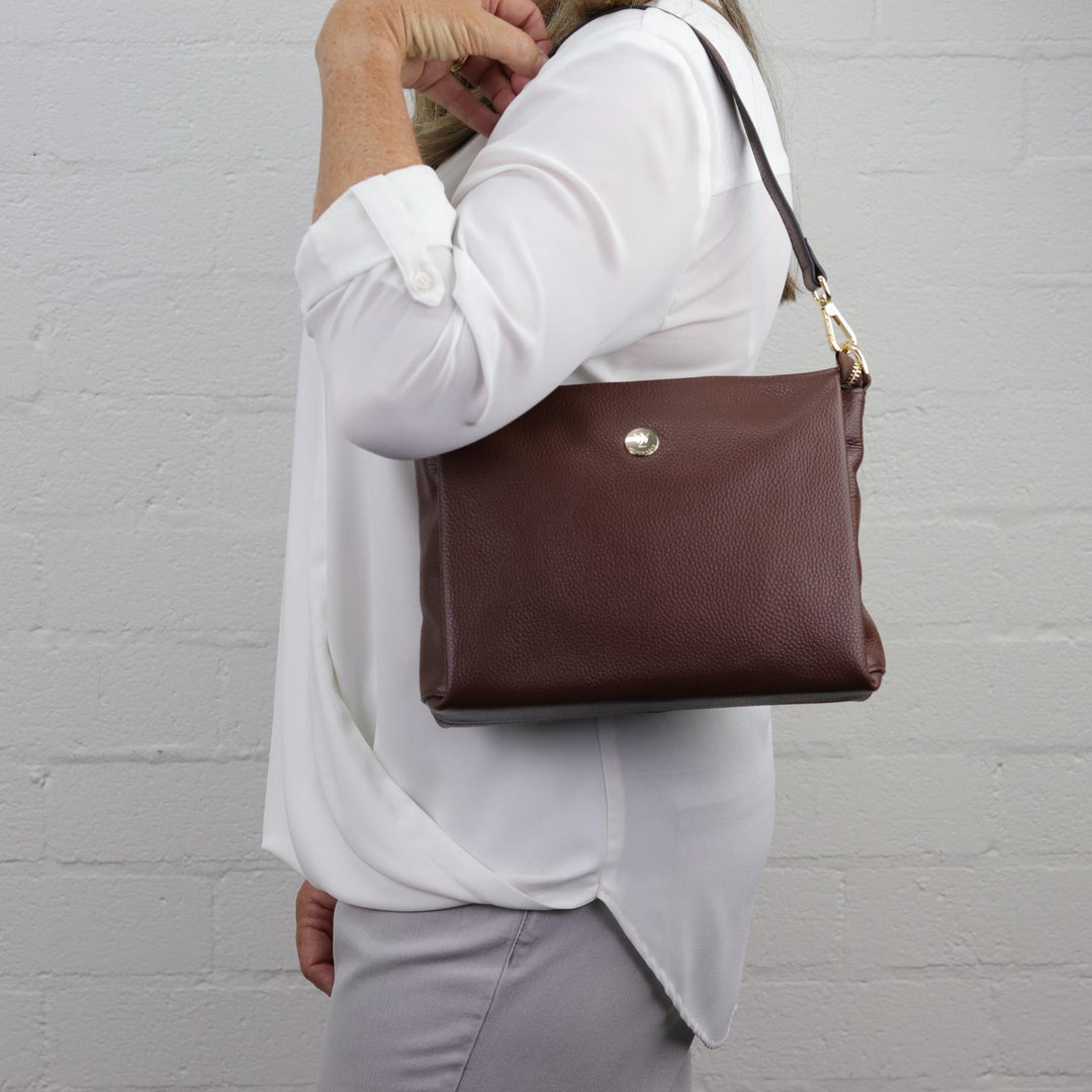 Willow & Zac Nina leather shoulder bag chocolate