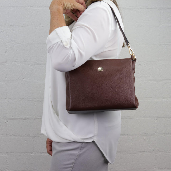 Willow & Zac Nina leather shoulder bag chocolate