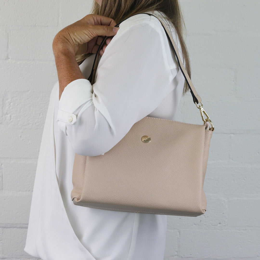 Willow & Zac Nina leather shoulder bag nude
